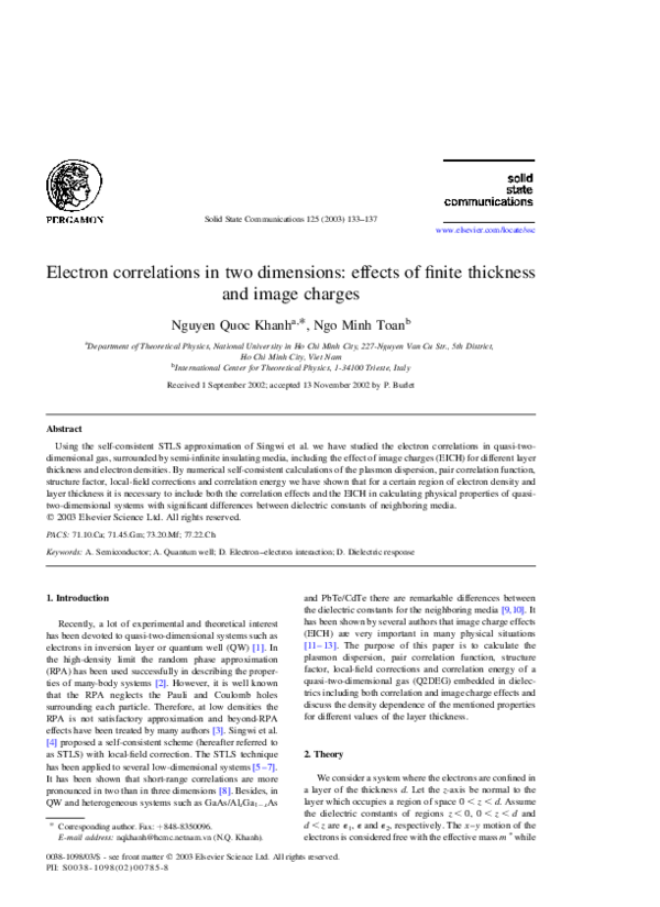 (PDF) Electron correlations in two dimensions: effects of finite ...