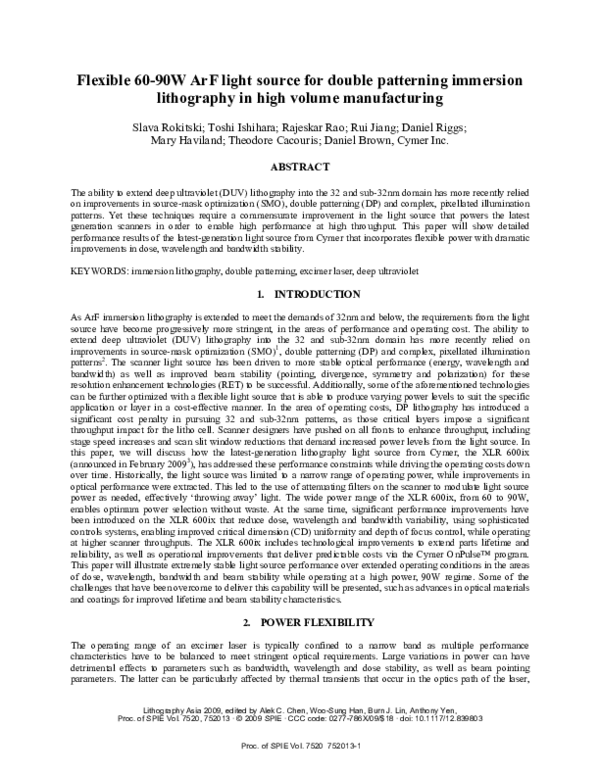 (PDF) Flexible 60-90W ArF light source for double patterning immersion ...