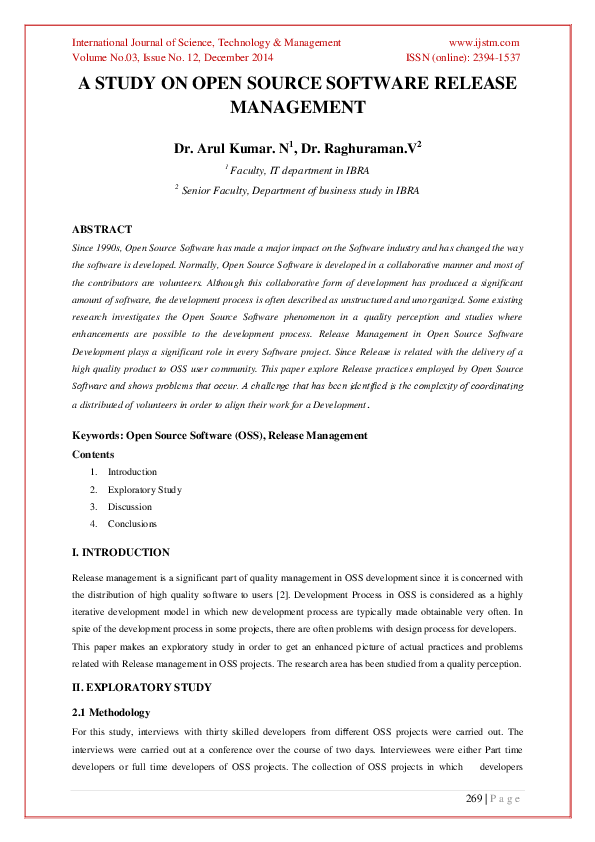 (PDF) A Study on Open Source Software Release Management