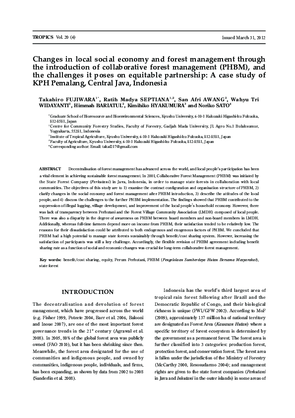 (PDF) Changes in local social economy and forest management through the ...