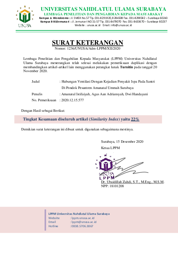 (PDF) Hubungan Ventilasi Dengan Kejadian Penyakit Ispa Pada Santri DI