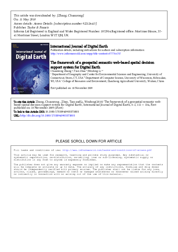 (PDF) The framework of a geospatial semantic web-based spatial decision ...
