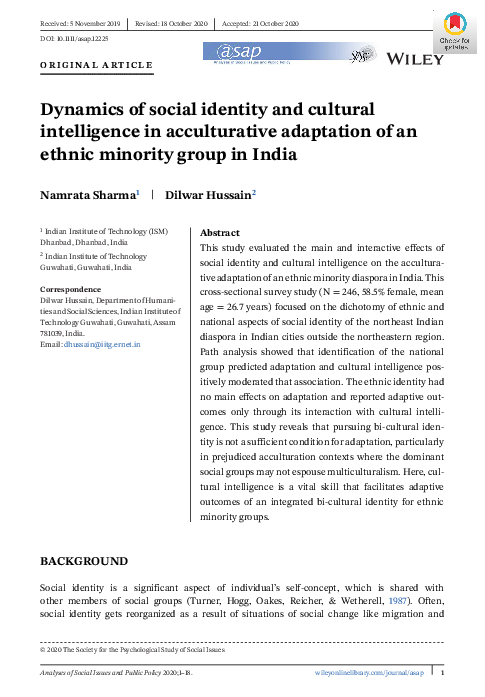(PDF) Dynamics of social identity and cultural intelligence in ...
