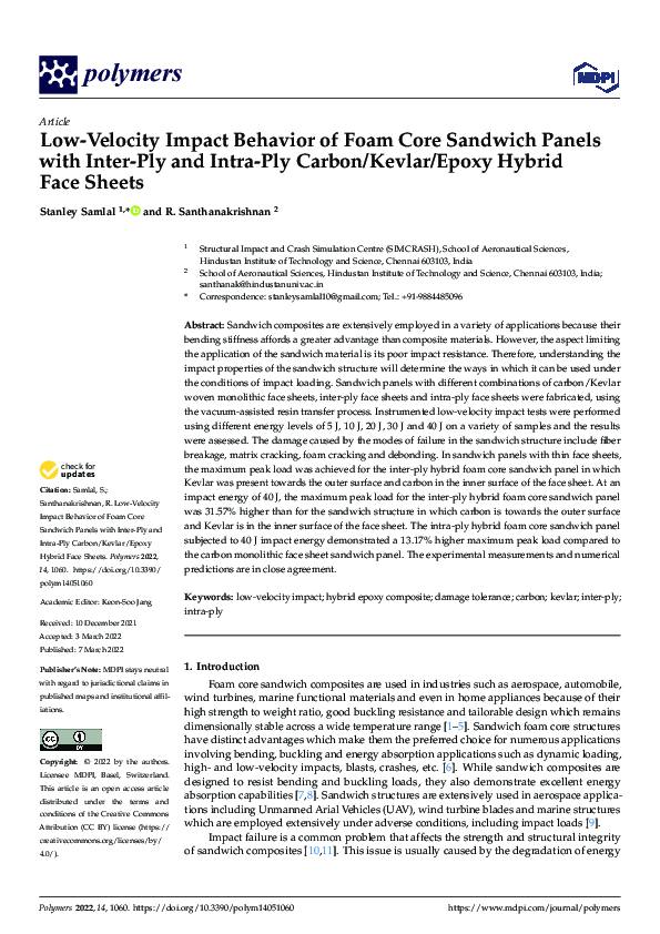(PDF) Low-Velocity Impact Behavior of Foam Core Sandwich Panels with ...