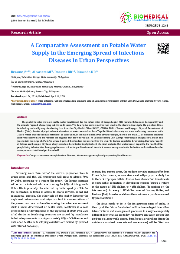 (PDF) A Comparative Assessment on Potable Water Supply In the Emerging ...