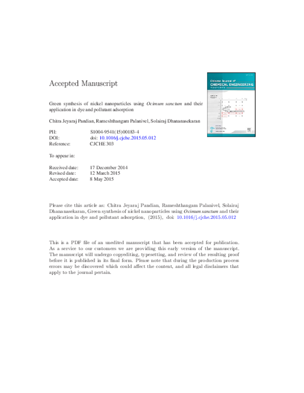 (PDF) Green synthesis of nickel nanoparticles using Ocimum sanctum and ...