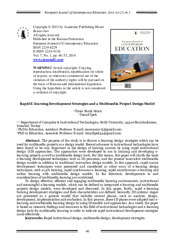 (PDF) Rapid E-learning Development Strategies and a Multimedia Project ...