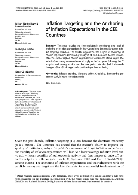 (PDF) Inflation targeting and the anchoring of inflation expectations ...