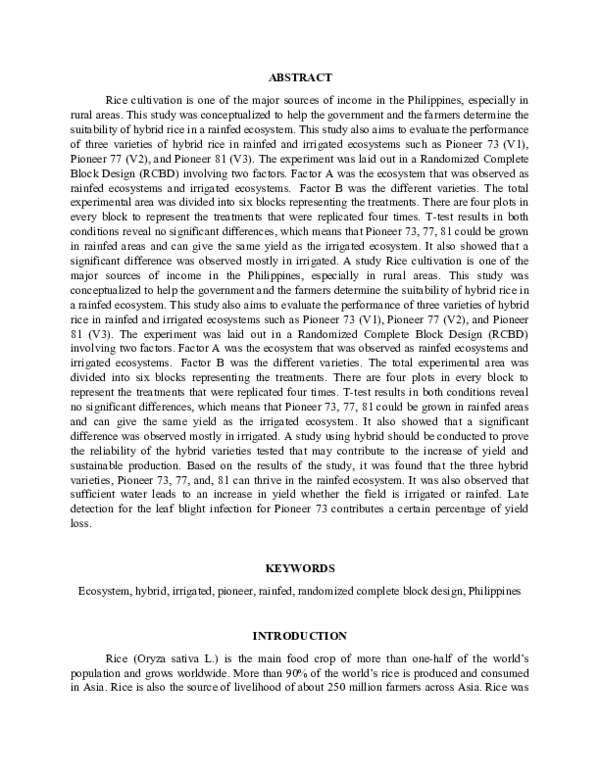 (DOC) Performance of Three Varieties of Hybrid Rice Under Rainfed and ...