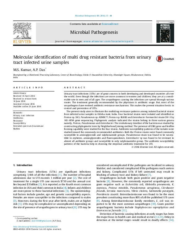 (PDF) Molecular identification of multi drug resistant bacteria from ...
