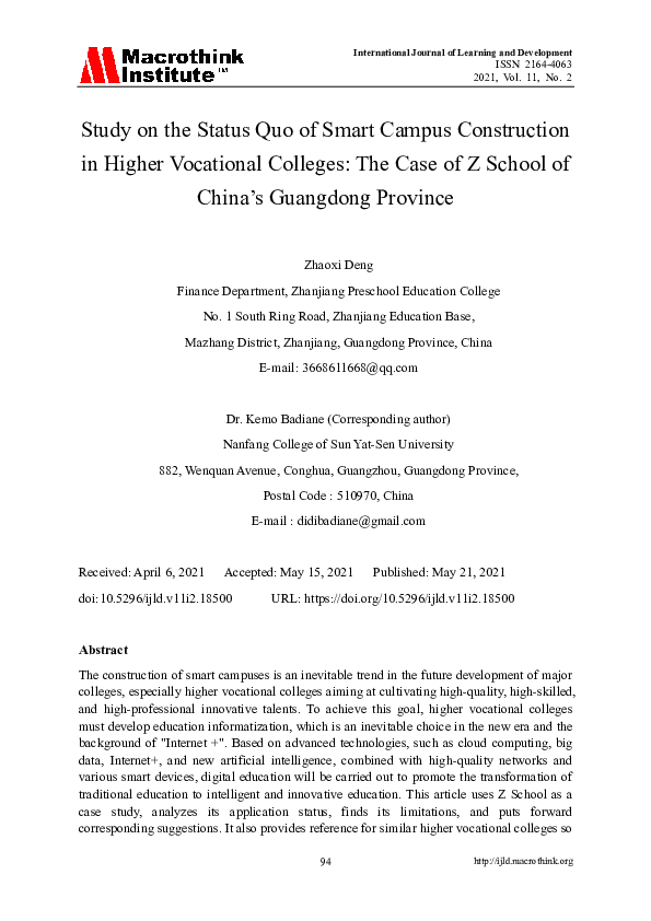 (PDF) Study on the Status Quo of Smart Campus Construction in Higher ...