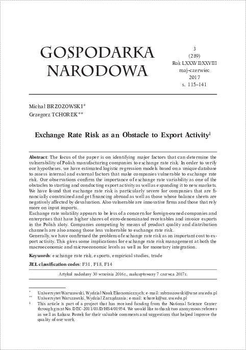 (PDF) Exchange Rate Risk as an Obstacle to Export Activity