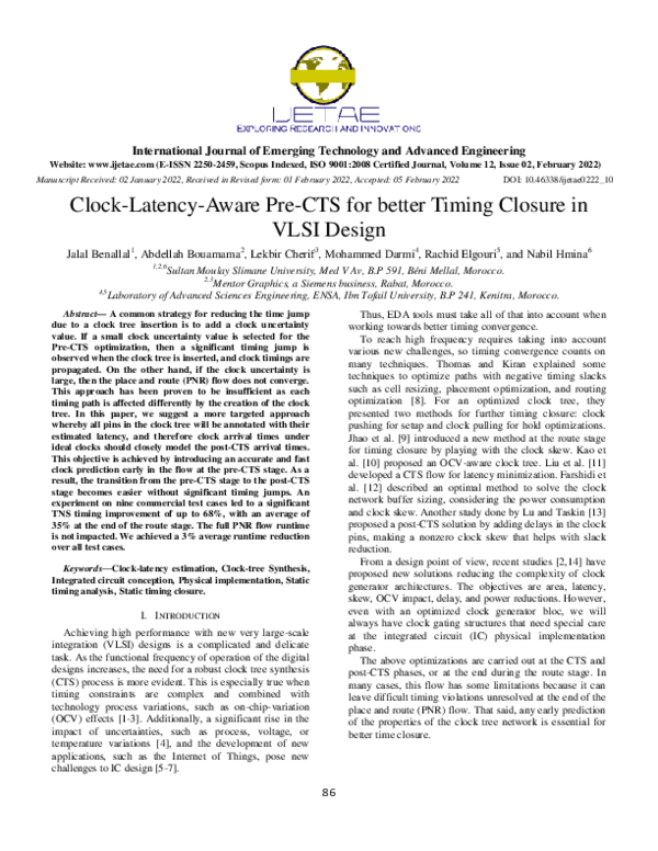 (PDF) ClockLatencyAware PreCTS for better Timing Closure in VLSI