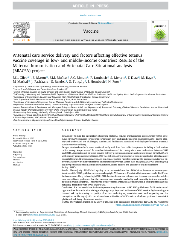 (PDF) Antenatal care service delivery and factors affecting effective ...