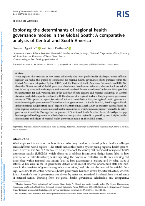 (PDF) Exploring the determinants of regional health governance modes in ...