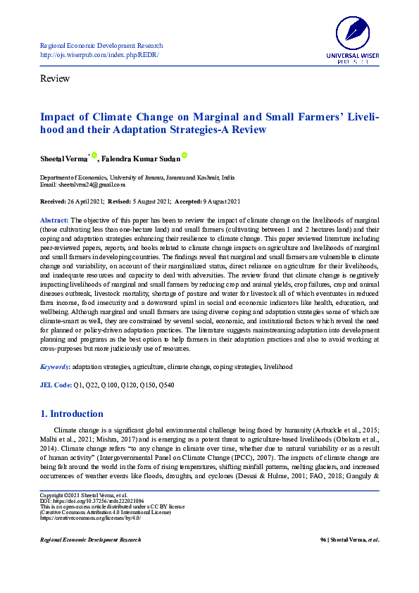 (PDF) Impact of Climate Change on Marginal and Small Farmers ...