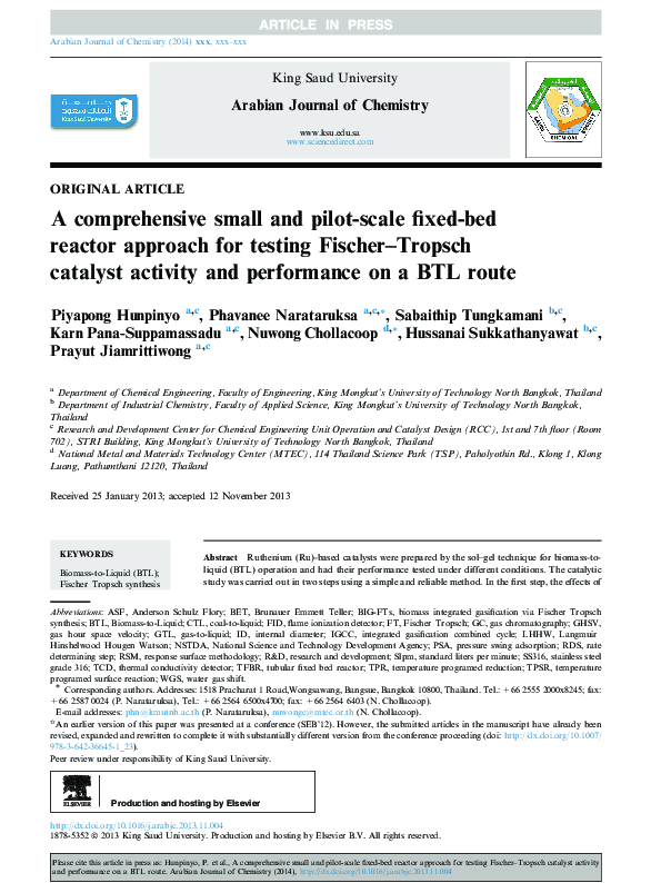 (PDF) A comprehensive small and pilot-scale fixed-bed reactor approach ...