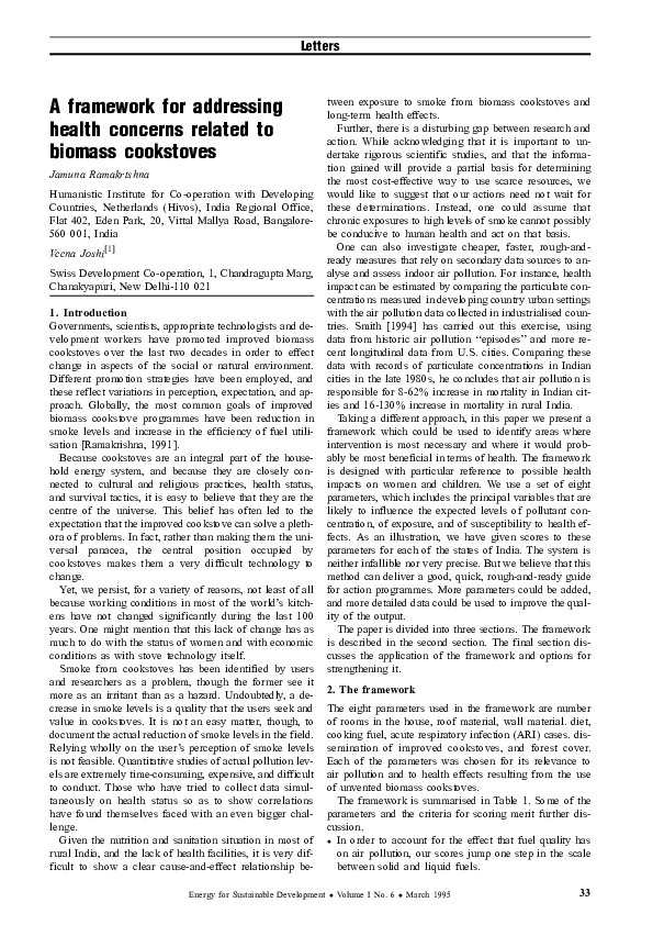 (PDF) A framework for addressing health concerns related to biomass ...