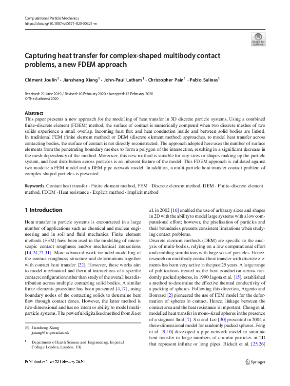 (PDF) Capturing heat transfer for complex-shaped multibody contact ...