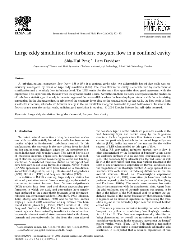 (PDF) Large eddy simulation for turbulent buoyant flow in a confined cavity