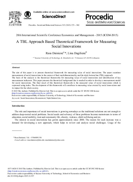 (PDF) A TBL Approach Based Theoretical Framework for Measuring Social ...