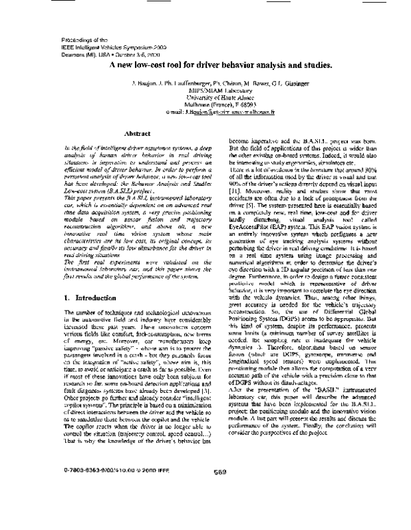 (PDF) A new low-cost tool for driver behavior analysis and studies