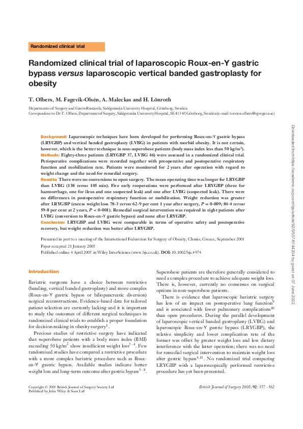 (PDF) Randomized clinical trial of laparoscopic Roux-en-Y gastric ...