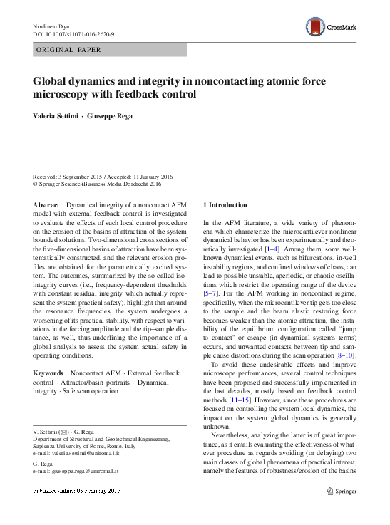 (PDF) Global dynamics and integrity in noncontacting atomic force ...