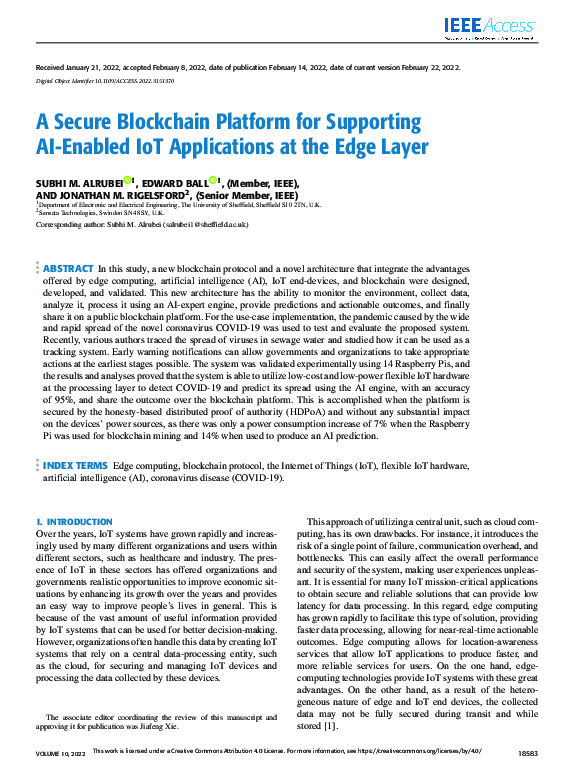 (PDF) A Secure Blockchain Platform for Supporting AI-Enabled IoT ...