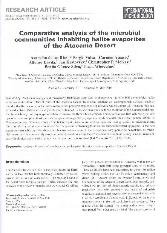 (PDF) Comparative analysis of the microbial communities inhabiting ...