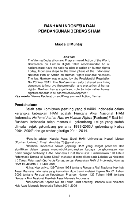 (PDF) Ranham Indonesia Dan Pembangunan Berbasis Ham