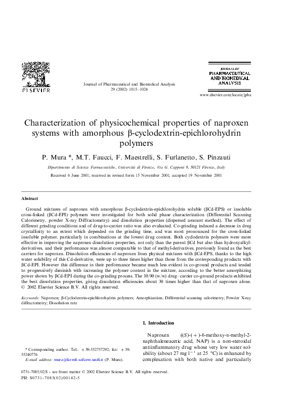 (PDF) Characterization of physicochemical properties of naproxen ...