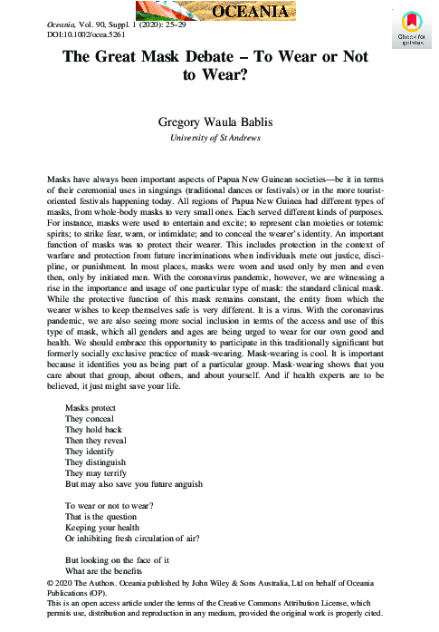 (PDF) The Great Mask Debate – To Wear or Not to Wear?