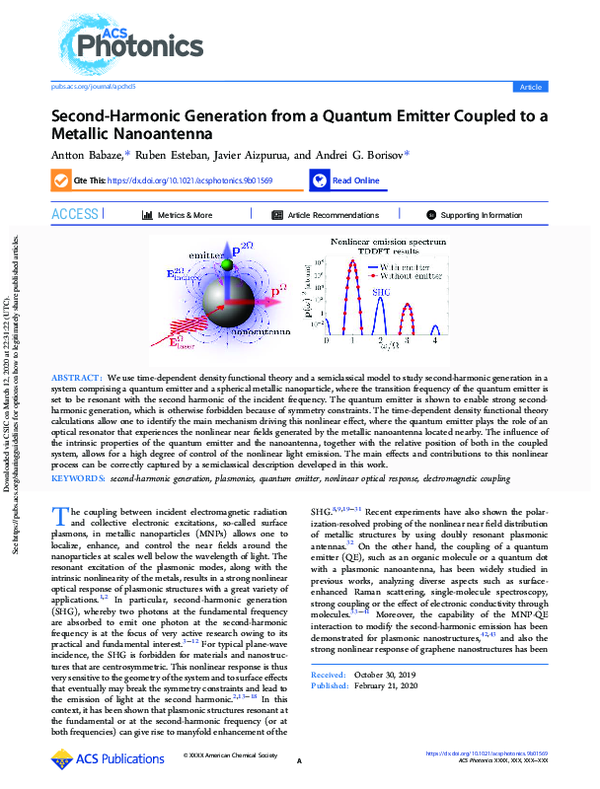 (PDF) Second-Harmonic Generation from a Quantum Emitter Coupled to a ...