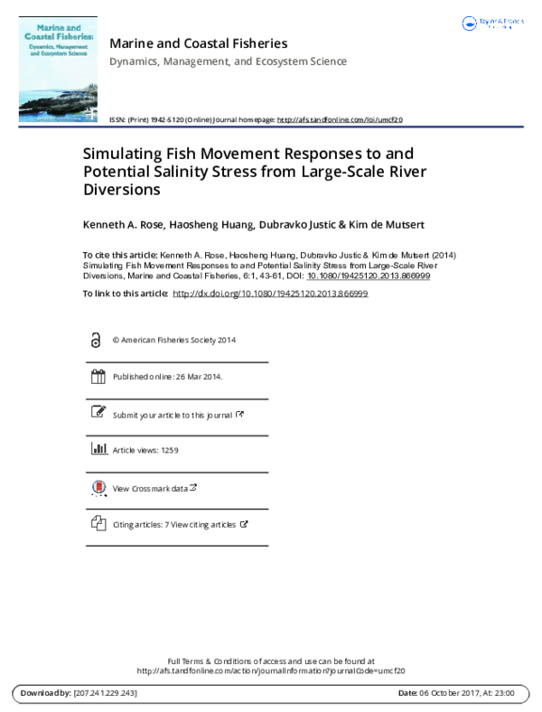 (PDF) Simulating Fish Movement Responses to and Potential Salinity ...