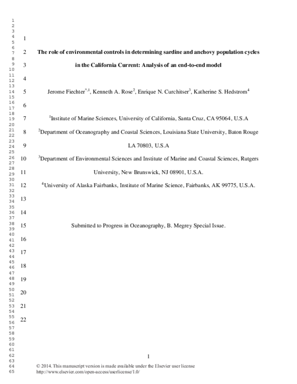 (PDF) The role of environmental controls in determining sardine and