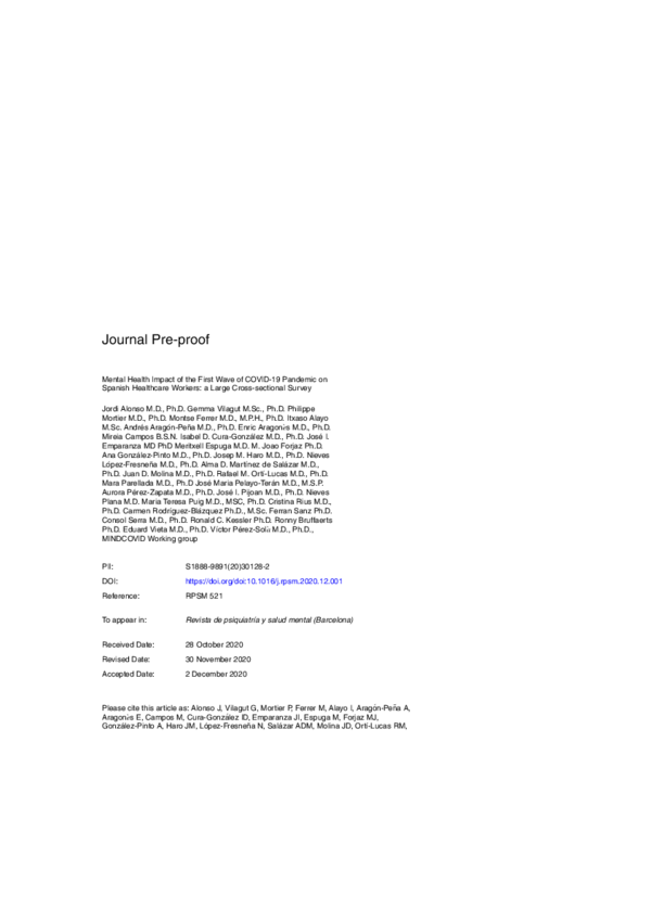 (PDF) Mental health impact of the first wave of the COVID-19 pandemic ...