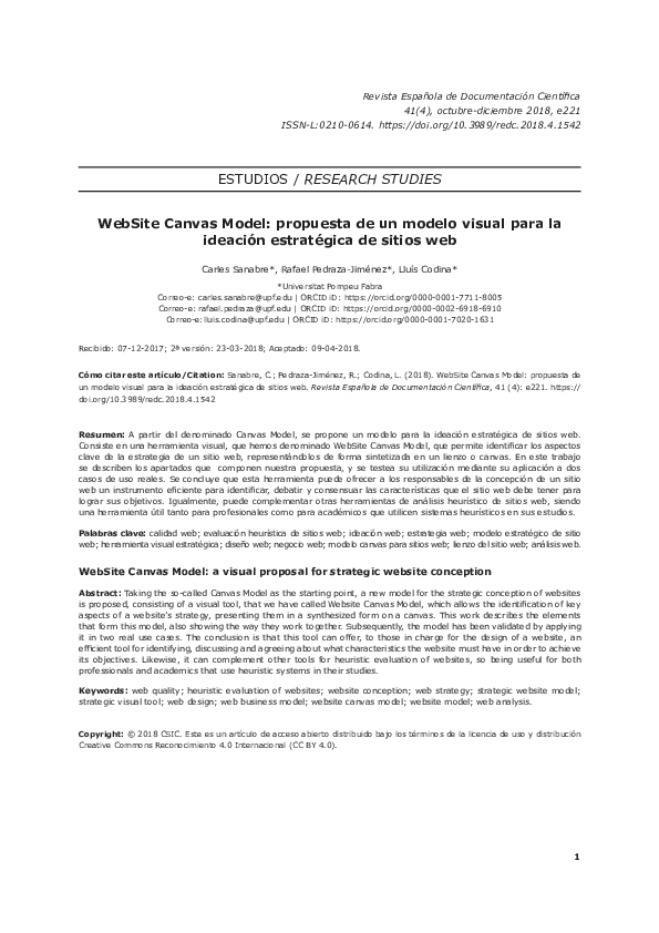 (PDF) WebSite canvas model: a visual proposal for strategic website ...