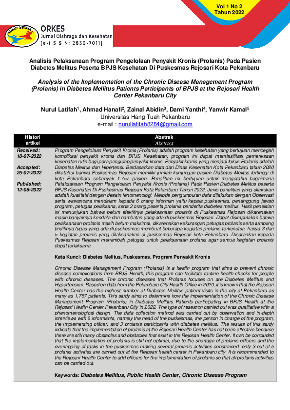 (PDF) Analysis of the Implementation of the Chronic Disease Management ...