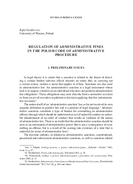 (PDF) Regulation of Administrative Fines in the Polish Code of ...