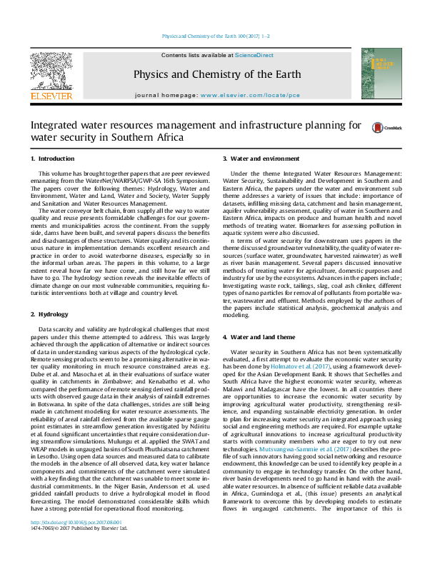 (PDF) Integrated water resources management and infrastructure planning ...