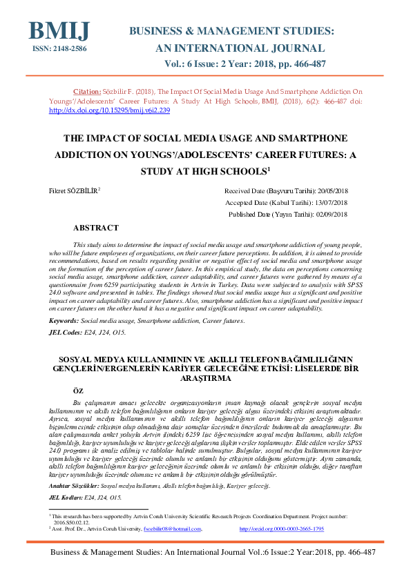 (PDF) The Impact of Social Media Usage and Smartphone Addiction on ...