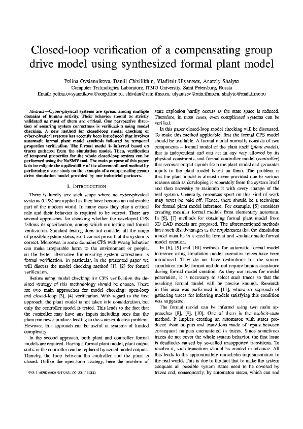 (PDF) Closed-loop verification of a compensating group drive model ...