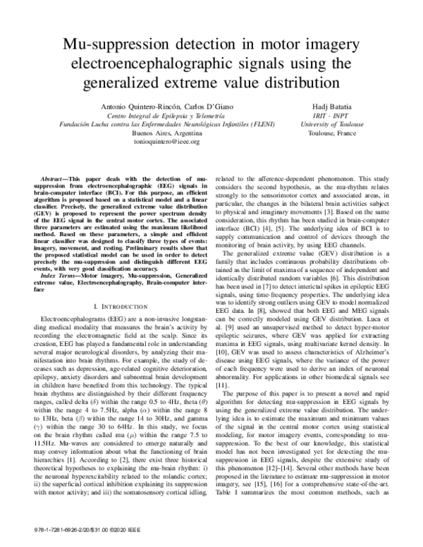 (PDF) Mu-suppression detection in motor imagery electroencephalographic ...