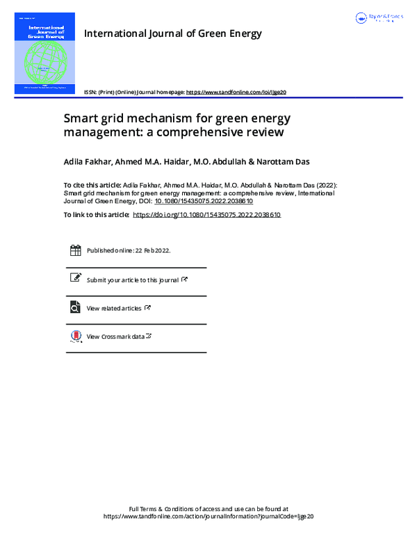 (PDF) Smart grid mechanism for green energy management: a comprehensive ...