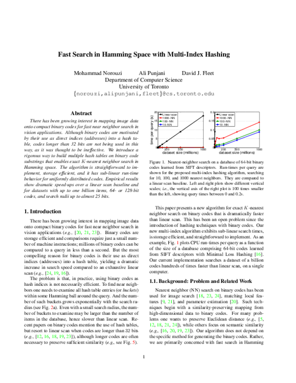 (PDF) Fast Exact Search in Hamming Space With Multi-Index Hashing