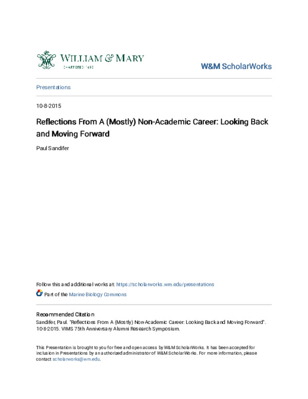 (PDF) Reflections From A (Mostly) Non-Academic Career: Looking Back and ...