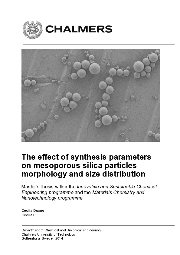 (PDF) The effect of synthesis parameters on mesoporous silica particles ...