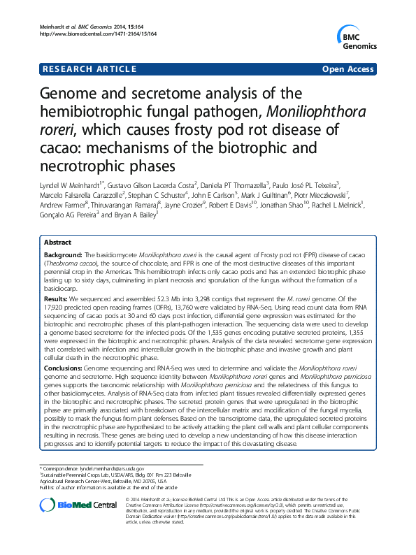 (PDF) Genome and secretome analysis of the hemibiotrophic fungal ...