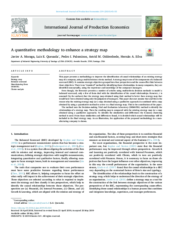 (PDF) A quantitative methodology to enhance a strategy map